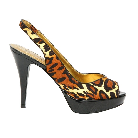 GUESS LAYNE 3 SLINGBACK PLATFORM PUMP LEOPARD 9.5 NEW - Picture 2 of 6